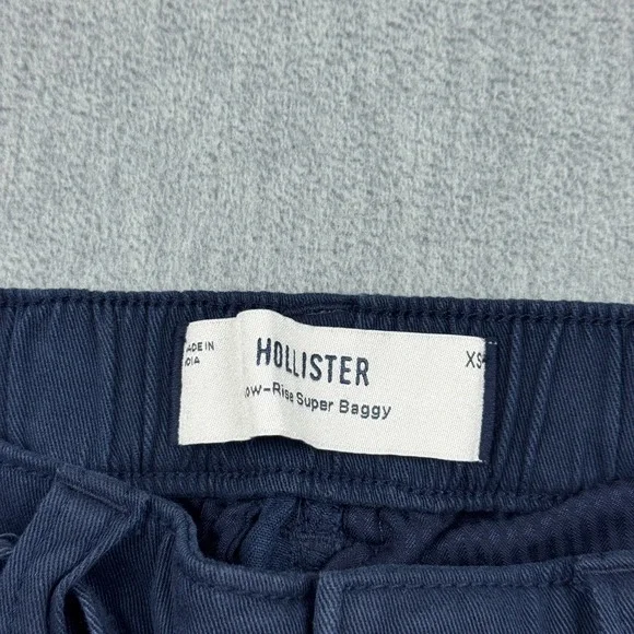 Hollister Pants Womens XS Blue Low Rise Super Baggy Wide Leg Drawstring Y2K NWT - Picture 4 of 14